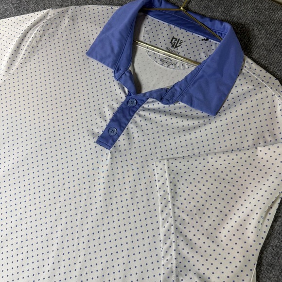 Graham Luxe Other - Graham Luxe Mens XL Golf Polo Shirt Blue Dot Pattern‎ Short Sleeve